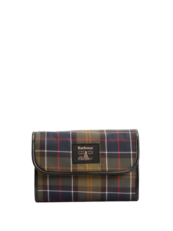BORSE A MANO BARBOUR tartan hanging wash bag 